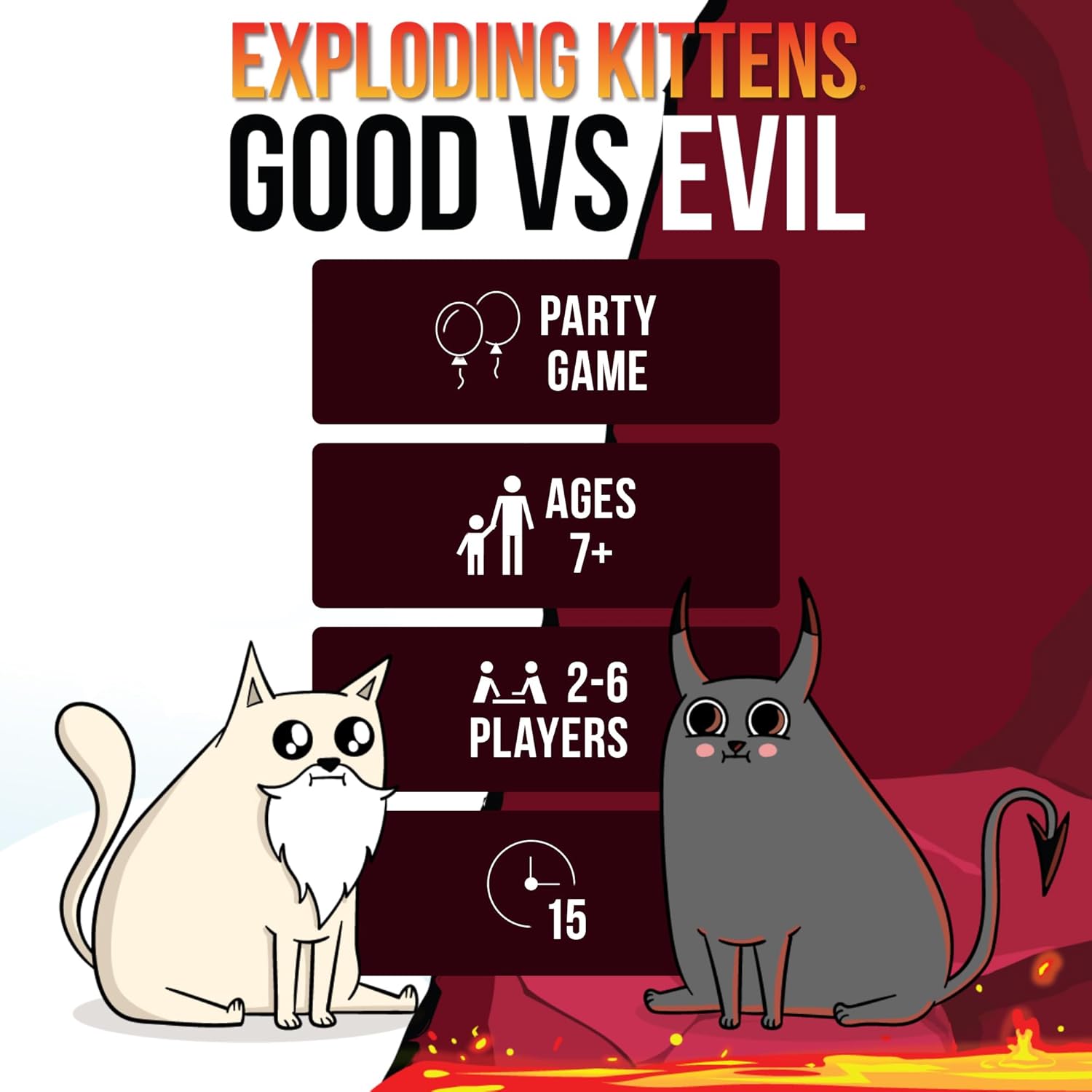 Exploding Kittens Good vs. Evil High Stakes Family Card Game