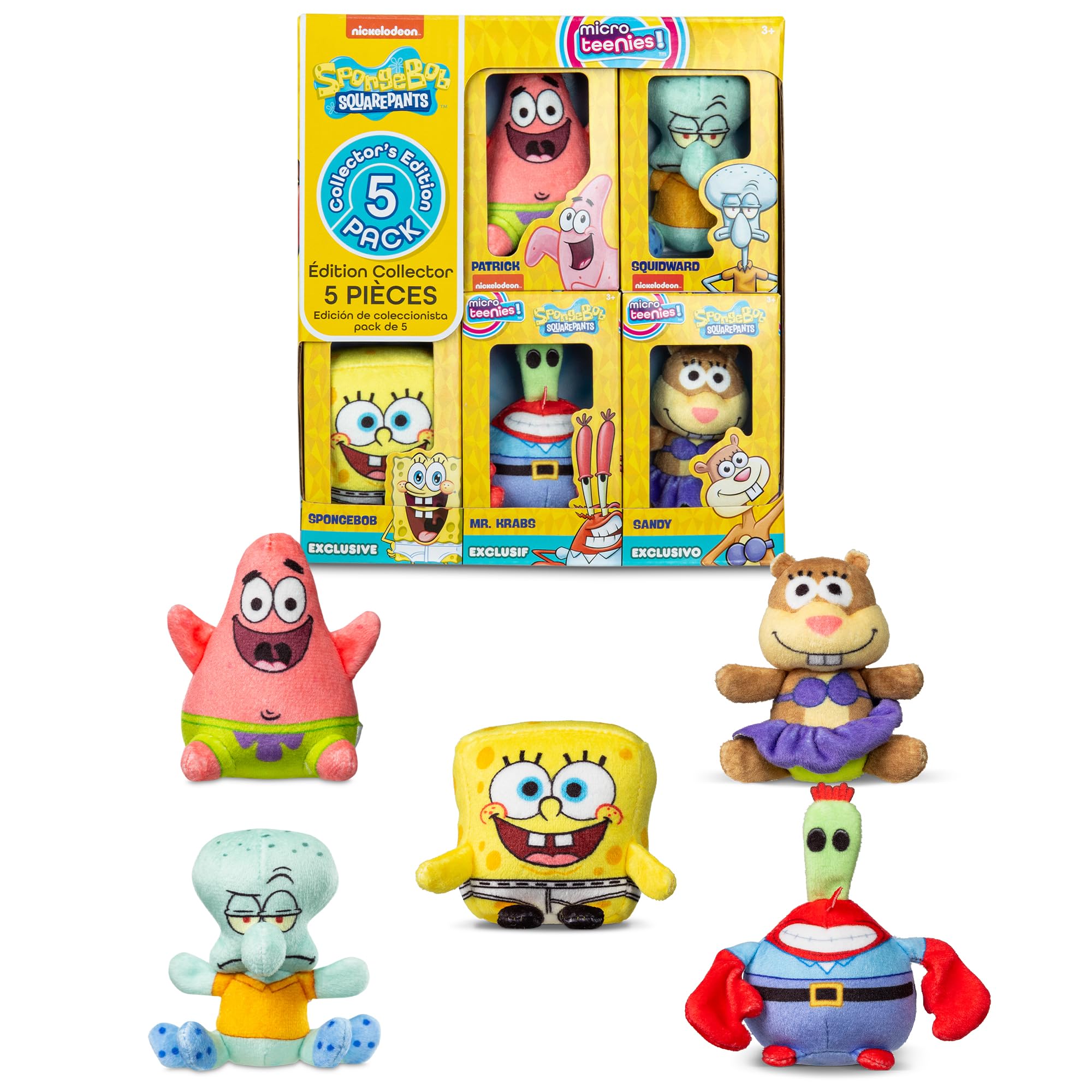 Micro Teenies Spongebob Square Pants 5Pack Miniature Soft Plush Toy