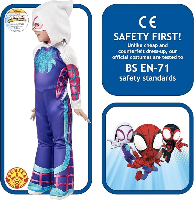 Rubie's Official Marvel Spidey and his Amazing Friends GHOST SPIDER Deluxe Costume 3 To 4 Years