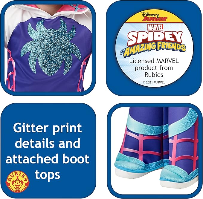 Rubie's Official Marvel Spidey and his Amazing Friends GHOST SPIDER Deluxe Costume 3 To 4 Years