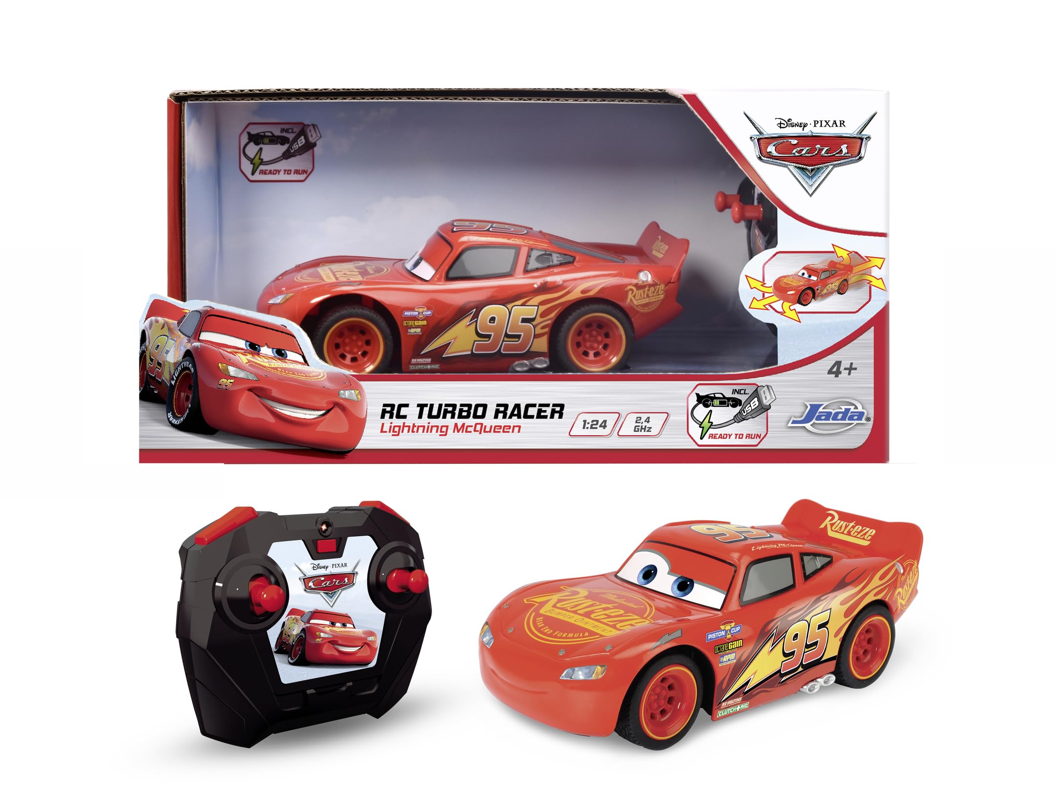 Jada Disney Cars RC Turbo Racer Lightning McQueen