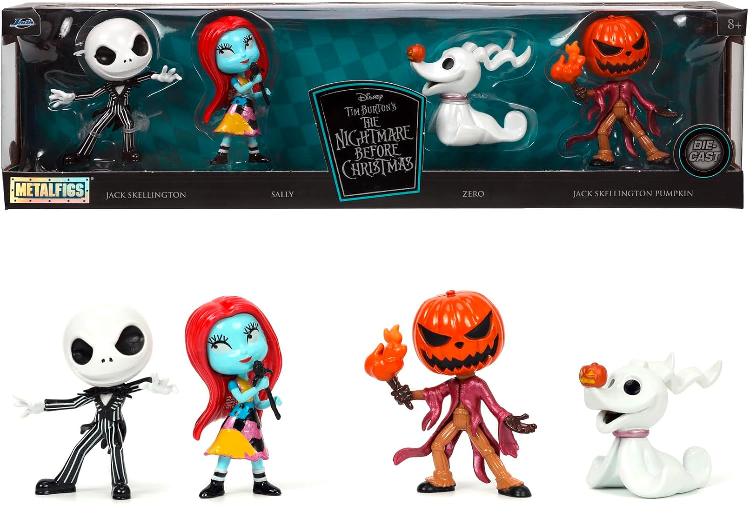 Jada Set of 4 Nightmare Before Christmas 4cm Nanofigures Metalic