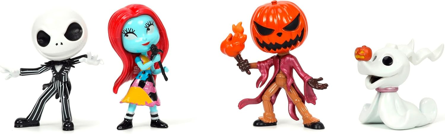 Jada Set of 4 Nightmare Before Christmas 4cm Nanofigures Metalic
