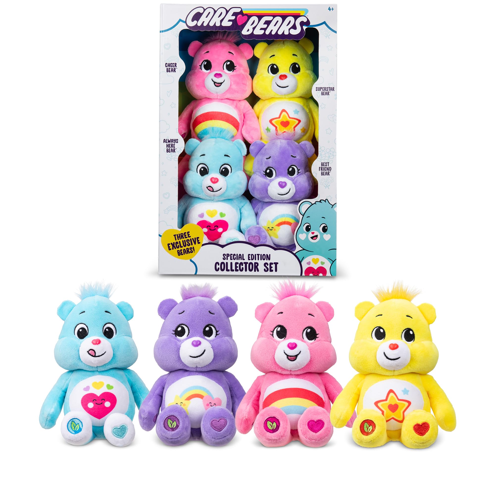 Basic Fun Care Bears Treasure Chest: Set of 4 Beanie Soft Plush Toys
