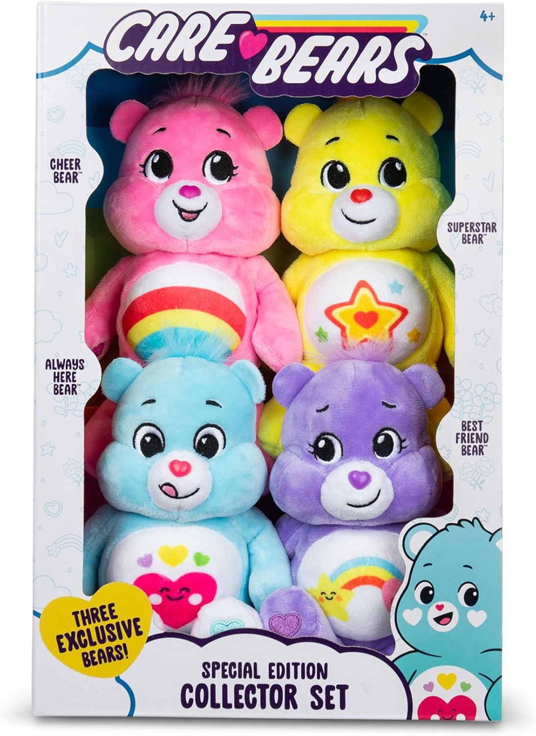 Basic Fun Care Bears Treasure Chest: Set of 4 Beanie Soft Plush Toys