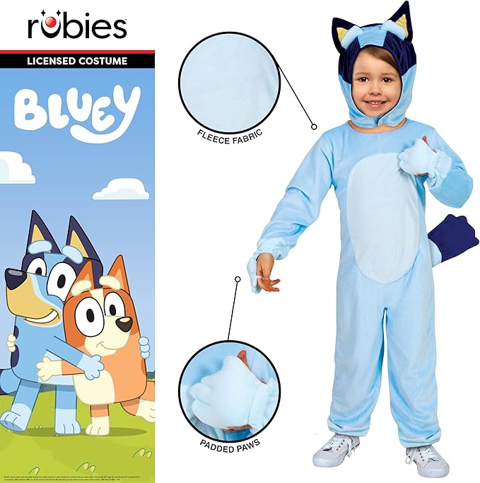 Rubies Official Bluey Child Costume Kids Fancy Dress Size 3-4 Years