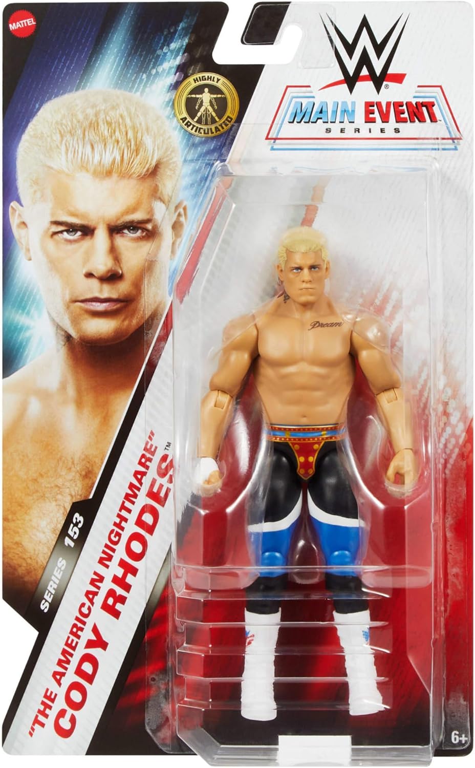 Mattel WWE CODY RHODES The American Nightmare 6inch Action Figure, Main Event Series #153