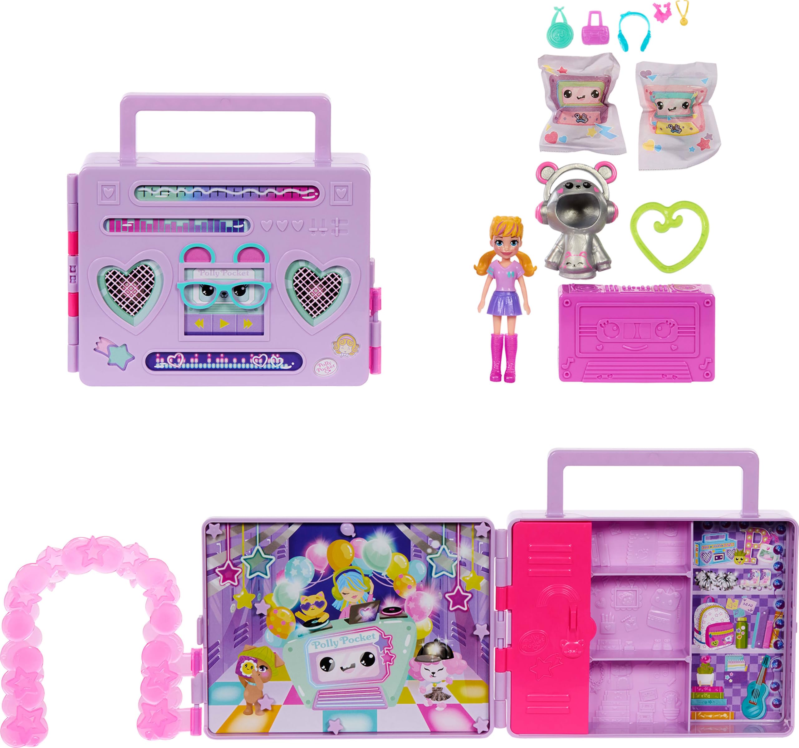 Polly Pocket Doll & Playset DISCO DANCE Fashion Reveal
