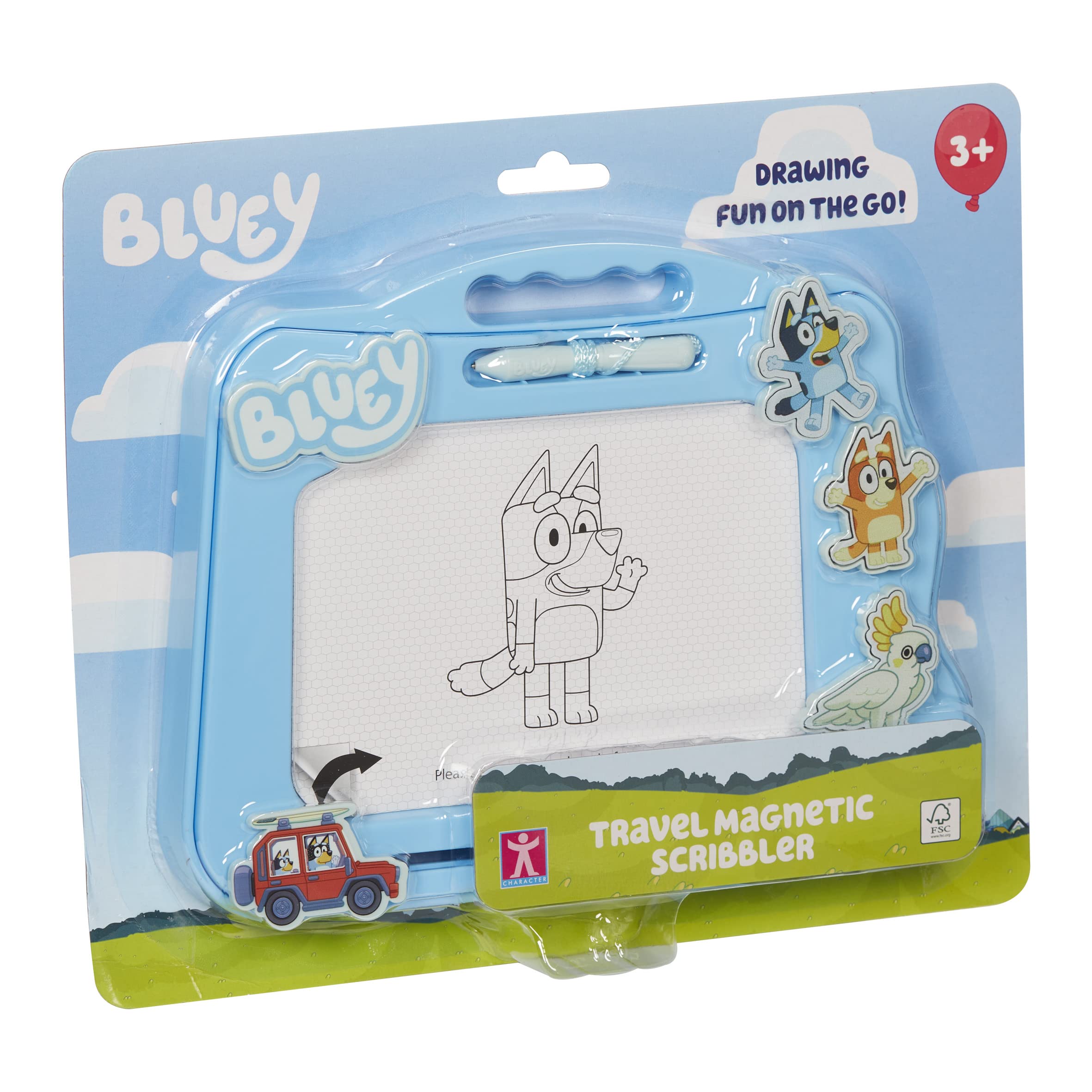 Bluey Travel Magnetic Scribbler pad with Pen and 3 Stamps