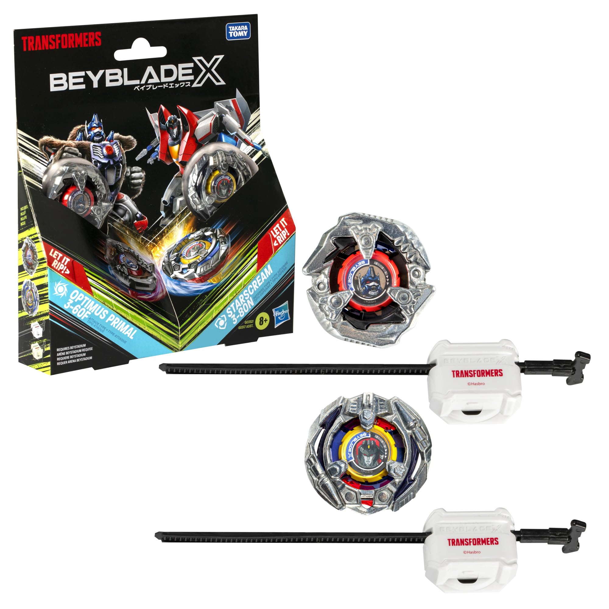 Beyblade X Transformers Collab Optimus Primal 3-60F vs Starscream 3-80N Multipack