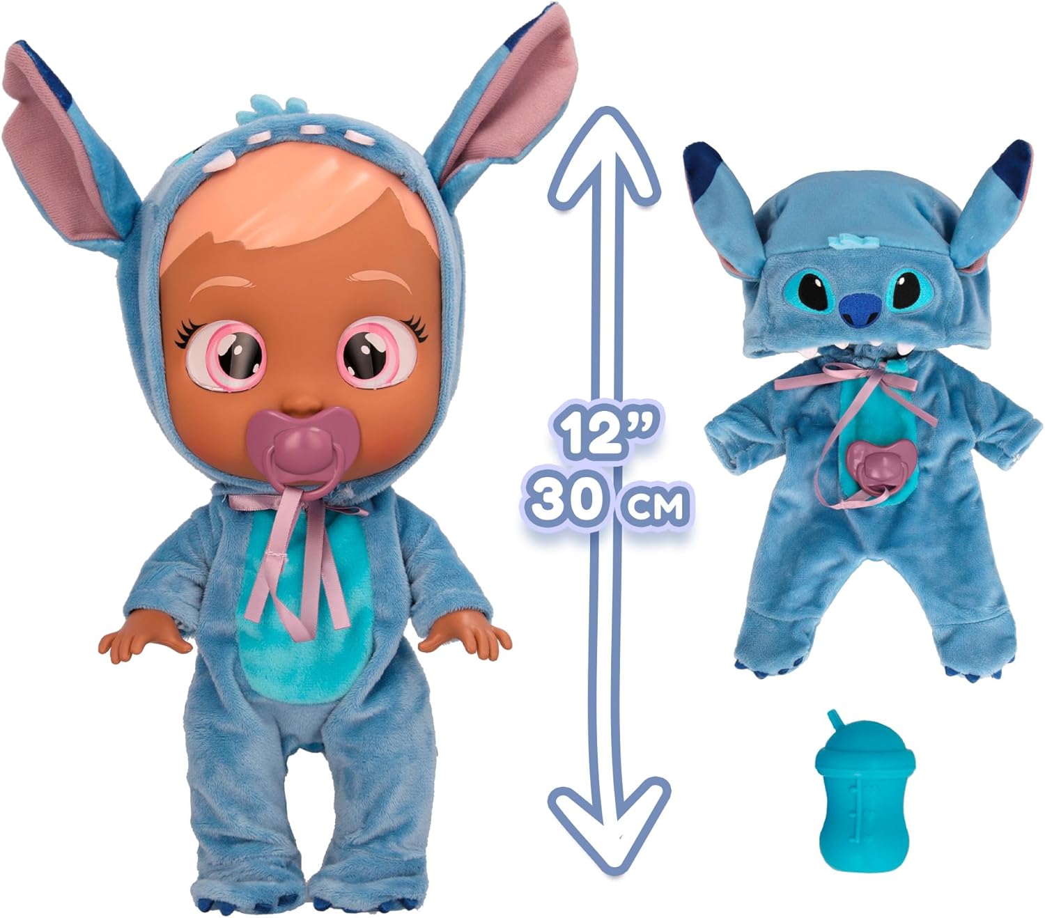 Cry Babies Disney Stitch Doll with Her Personalised Blue Pyjamas