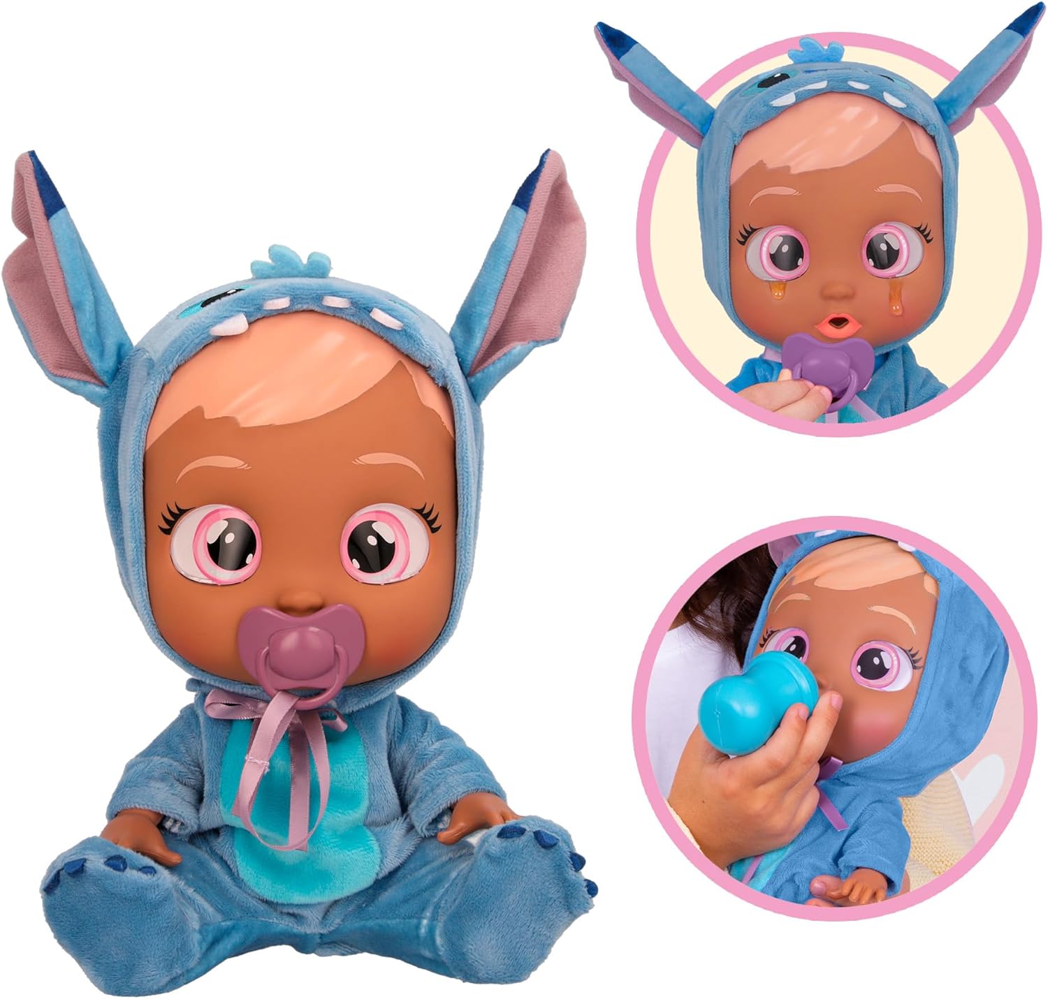 Cry Babies Disney Stitch Doll with Her Personalised Blue Pyjamas