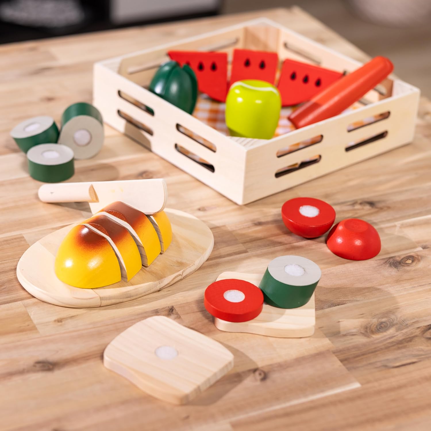 Melissa And Doug Cutting Food Play Food Set With Wooden Pieces