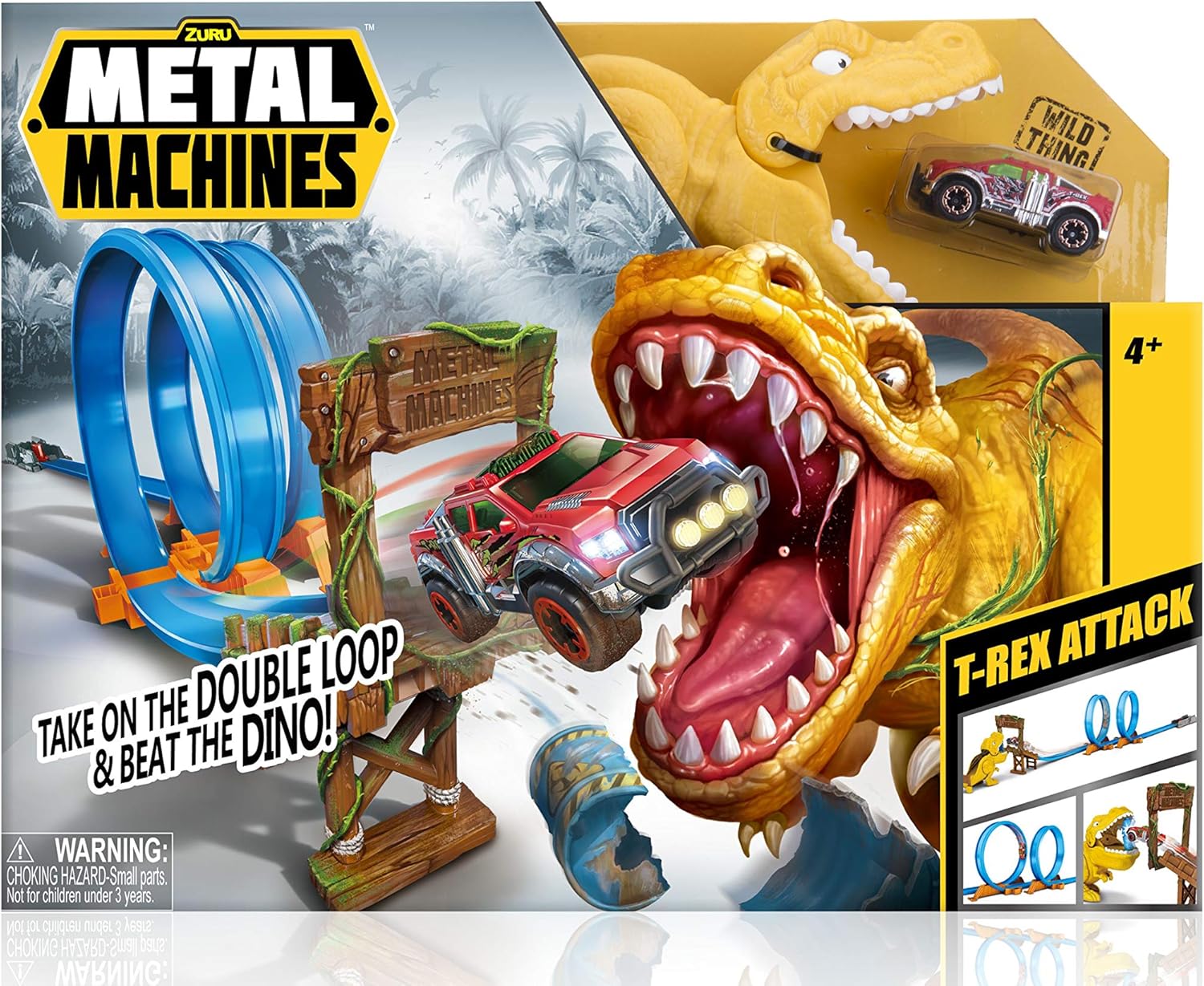 Metal Machines T-Rex Attack Building Trackset with Mini Racing Car