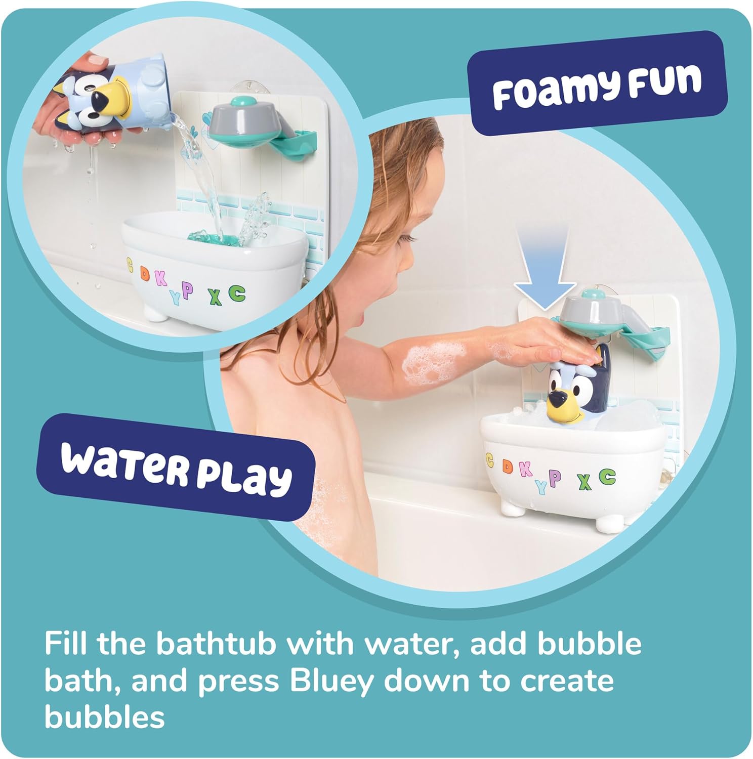 TOMY Toomies Shower & Scrub Bluey Interactive Bath Toy