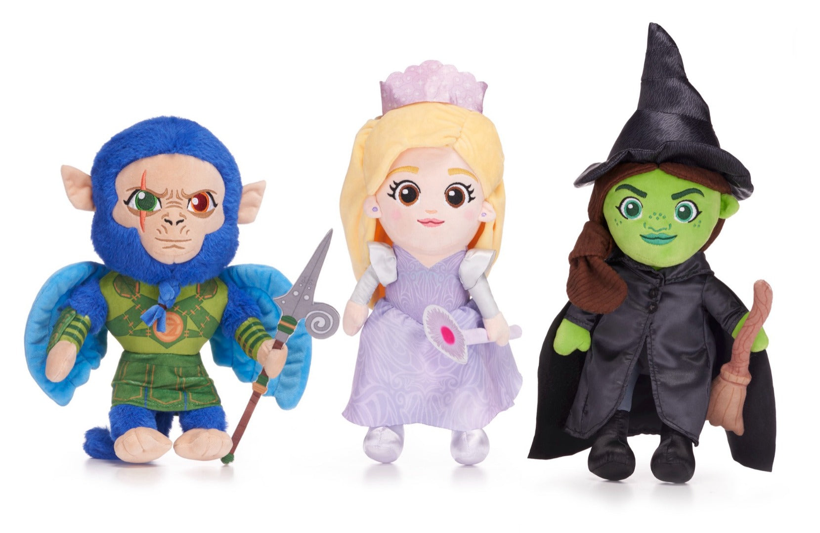 Wicked The Movie - Glinda, Elphaba and Nikko the Flying Monkey 30cm Soft Plush Set