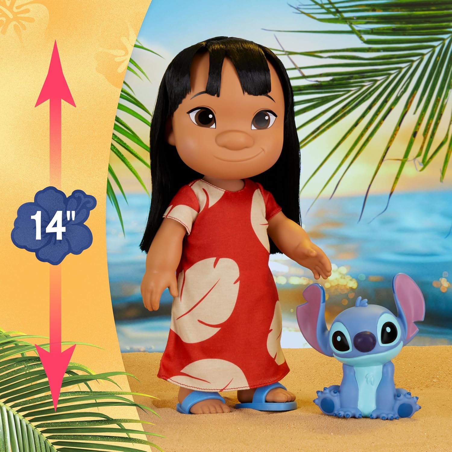 Disney Lilo And Stitch 14 Inch Poseable Lilo Doll with 5 Inch Stitch Figure
