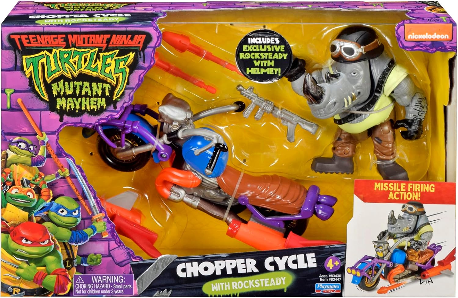 Teenage Mutant Ninja Turtles: Mutant Mayhem Chopper Cycle with exclusive Rocksteady