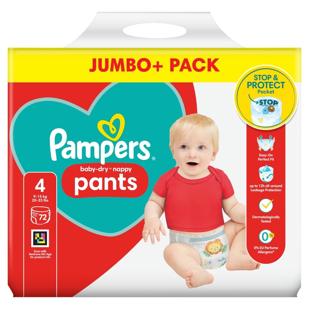Pampers Baby Dry Nappy Pants Size 4 72 Nappies 9kg-15kg Jumbo+ Pack