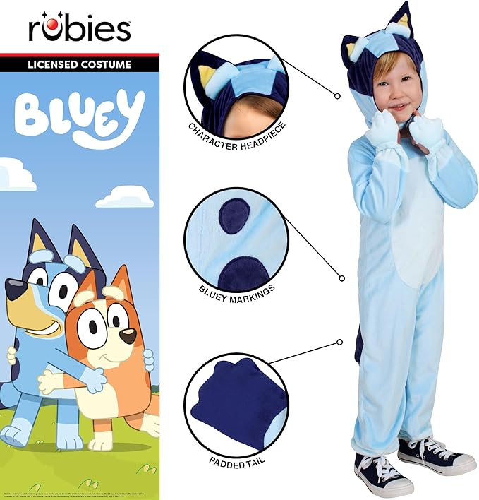 Rubies Official Bluey Child Costume Kids Fancy Dress Size 2 to 3 Years