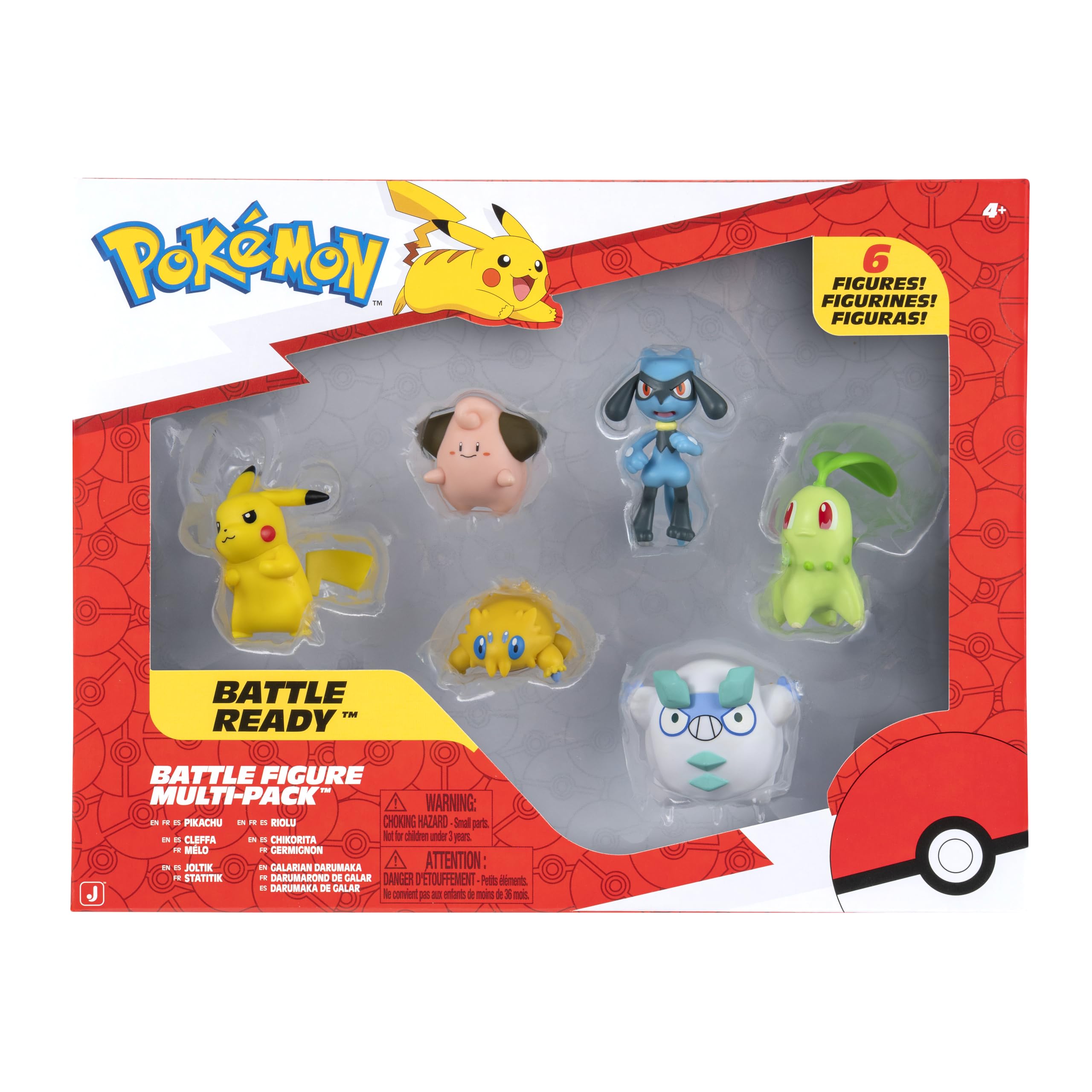 Pok�mon Battle Figure 6 Pack Pikachu, Joltik, Galarian Darumaka, Riolu, Chikorita and Cleffa