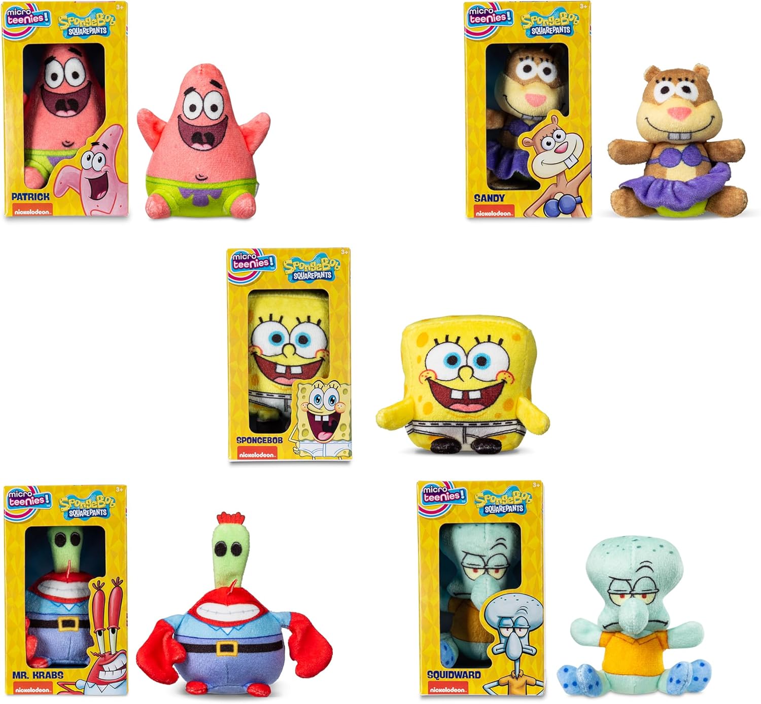Micro Teenies Spongebob Square Pants 5Pack Collectible Miniature Soft Plush Toy