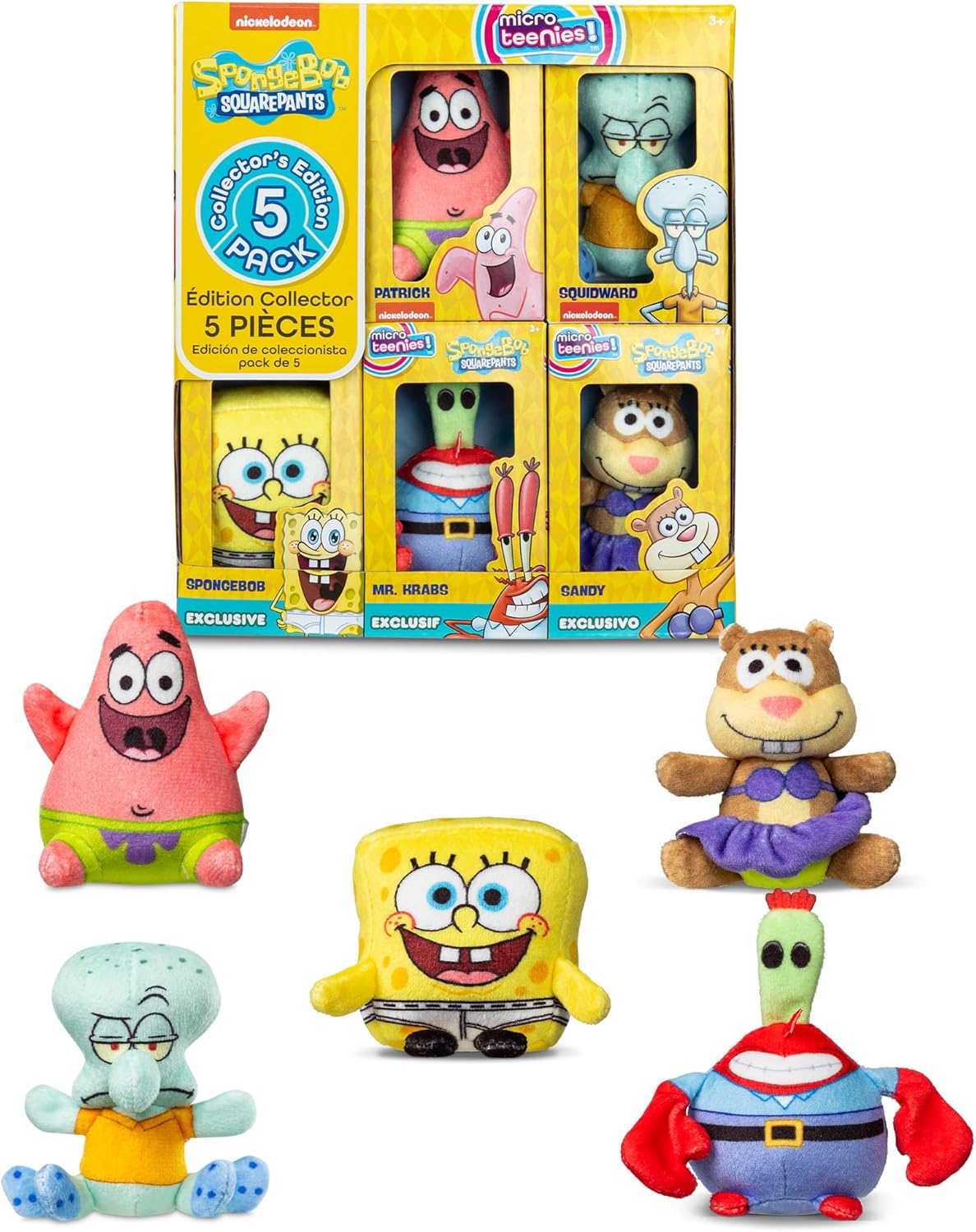 Micro Teenies Spongebob Square Pants 5Pack Collectible Miniature Soft Plush Toy