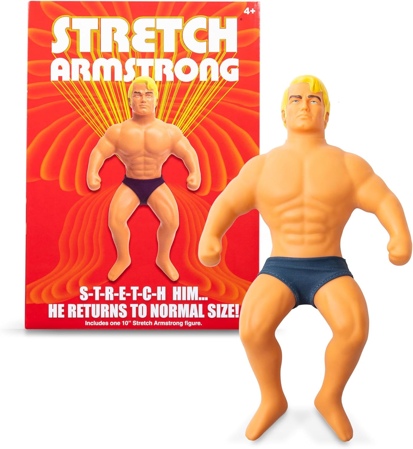 Basic Fun Stretch Armstrong Large 10Inch Retro Action Figure Super Stretchy Toy