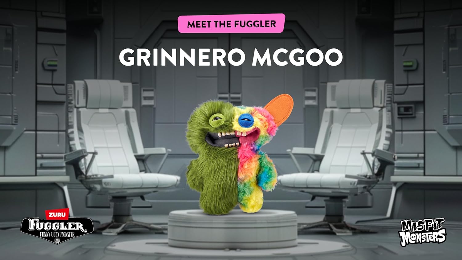 ZURU Fuggler Misfit Monsters 9'' Series 1 Funny Ugly Monster Soft Plush Toy (Grinnero McGoo)