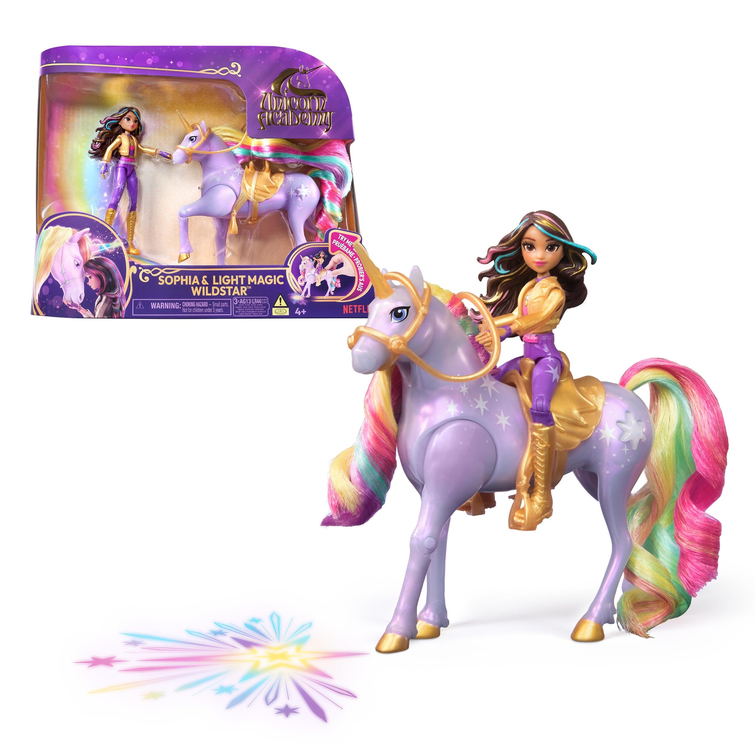 Unicorn Academy Sophia & Light Magic Wildstar with Rainbow Light-up Effects