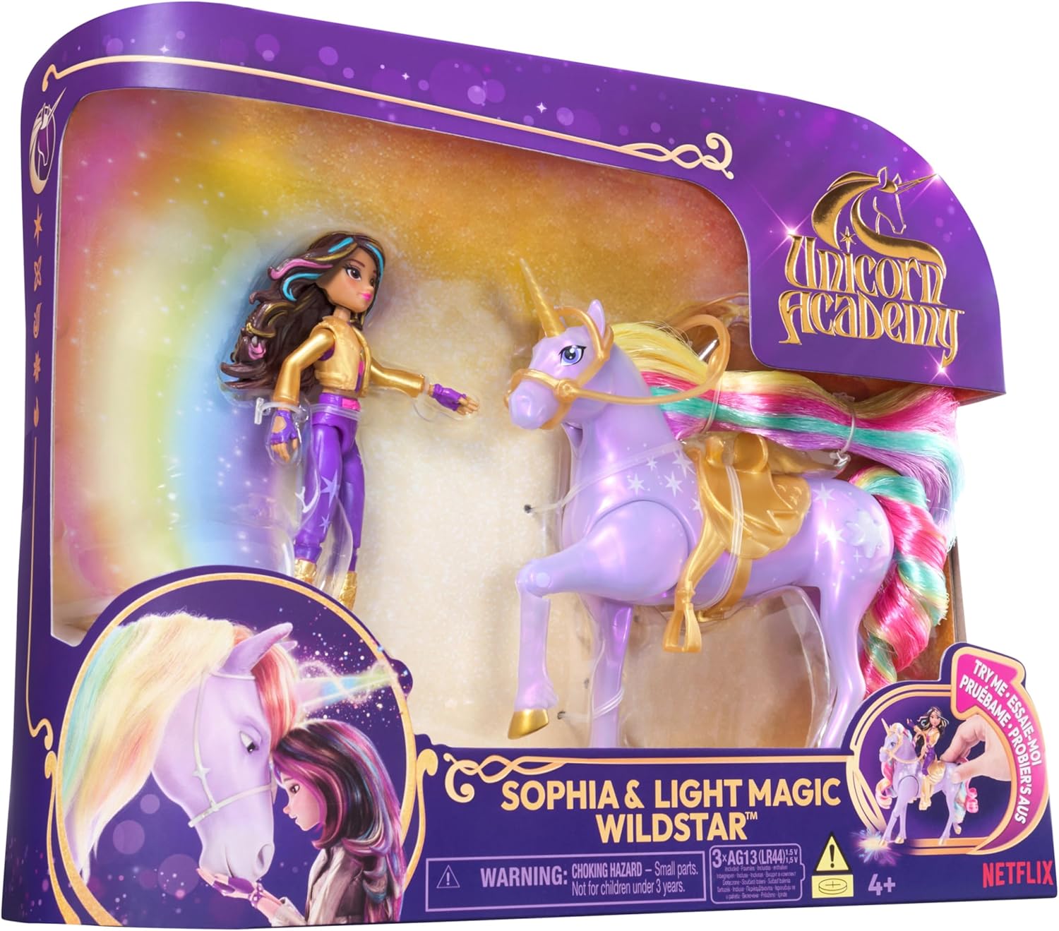 Unicorn Academy Sophia & Light Magic Wildstar with Rainbow Light-up Effects