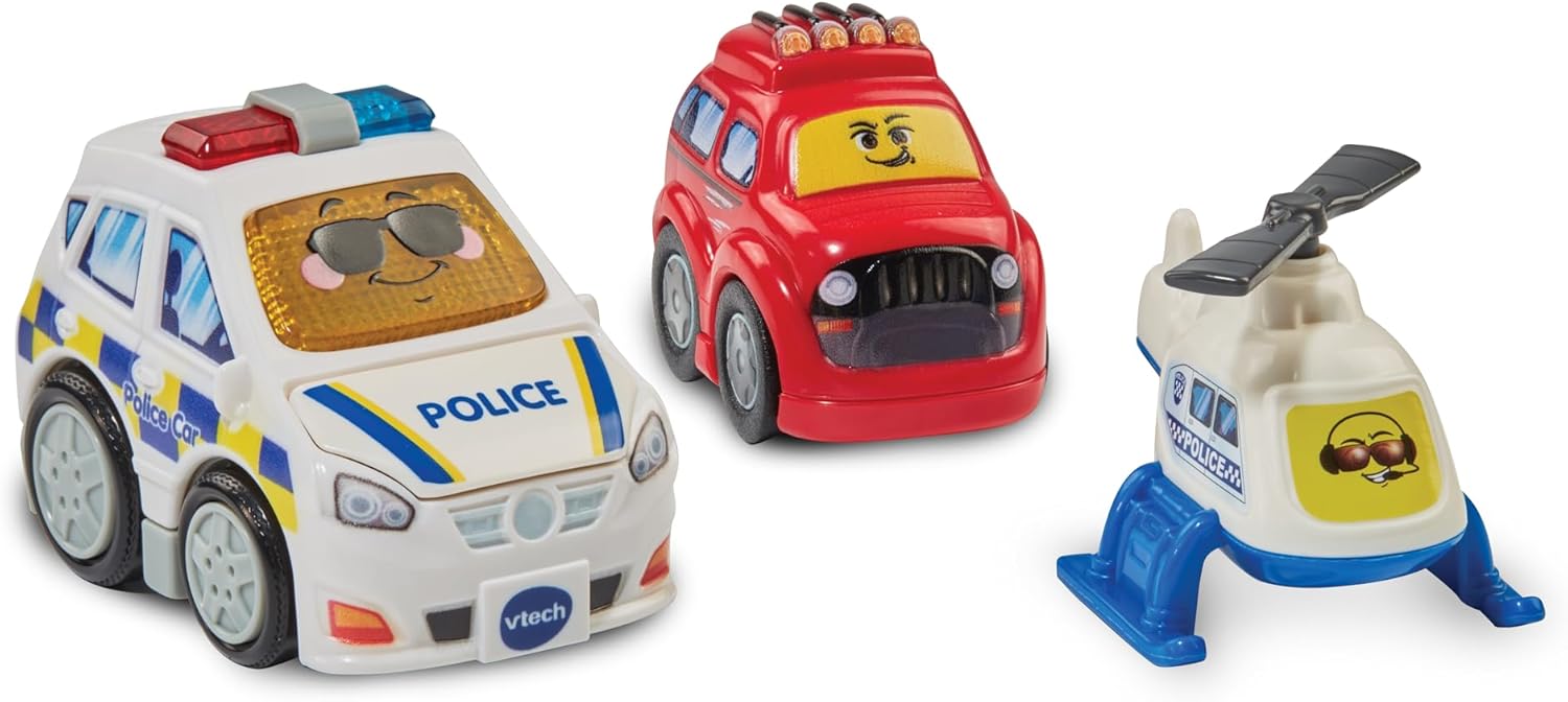 Toot-Toot Drivers Police Station Car Playset includes Police Car Toy, Helicopter & Getaway car