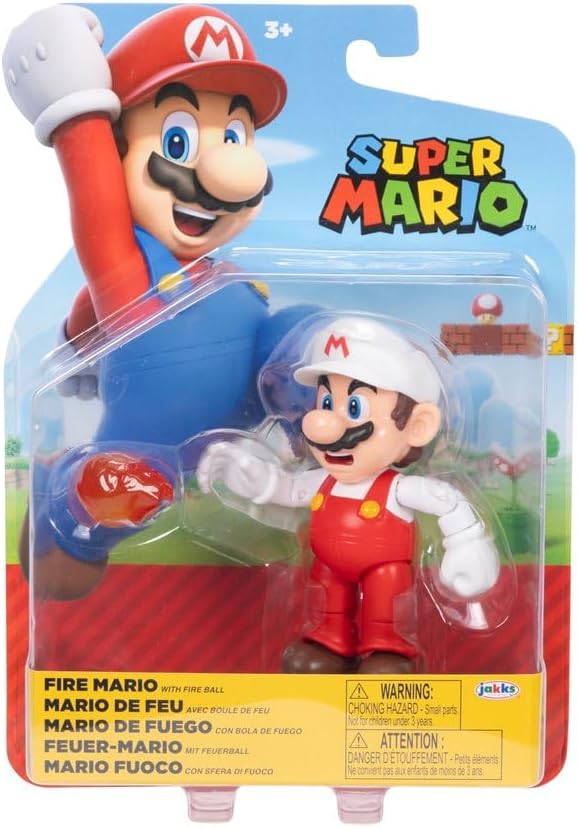 Nintendo Super Mario Bros 10cm Fire Mario with Fireball Articulated Figure