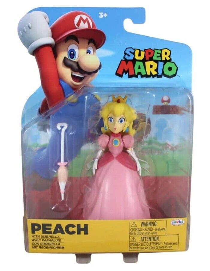 Super Mario 4inch Princess Peach with Umbrella Action Figure