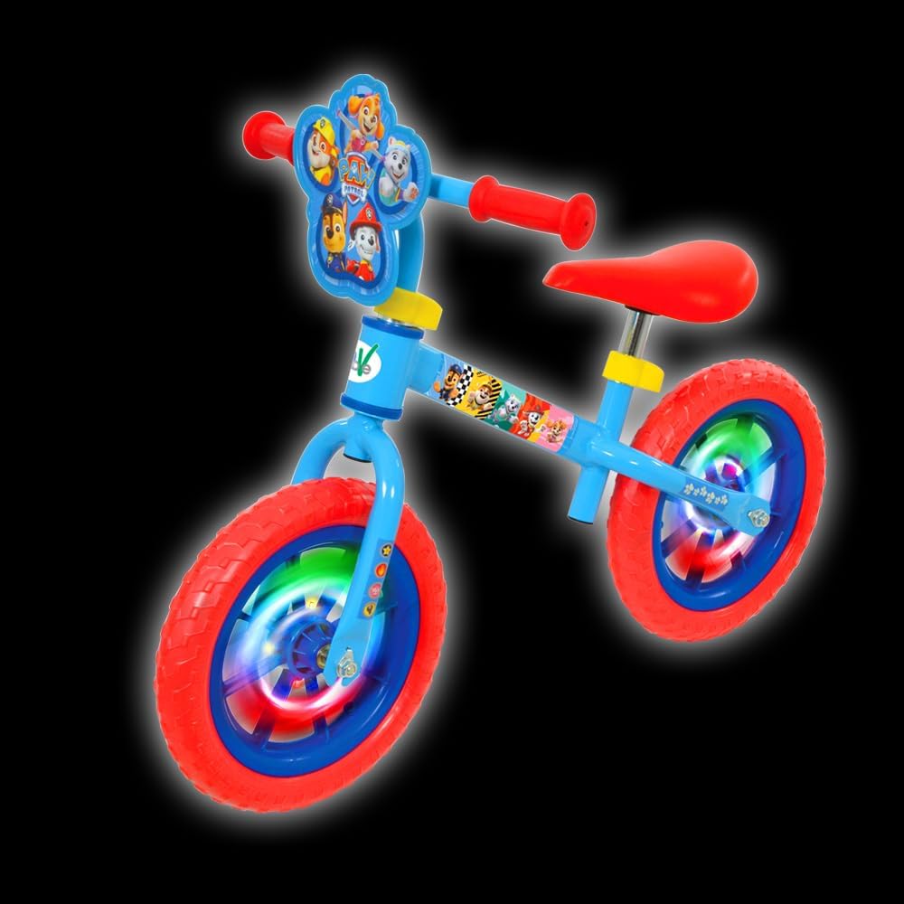 Paw Patrol Balance Bike 12Inch Boys Girls Push Along Bicycle with Light Up Wheels