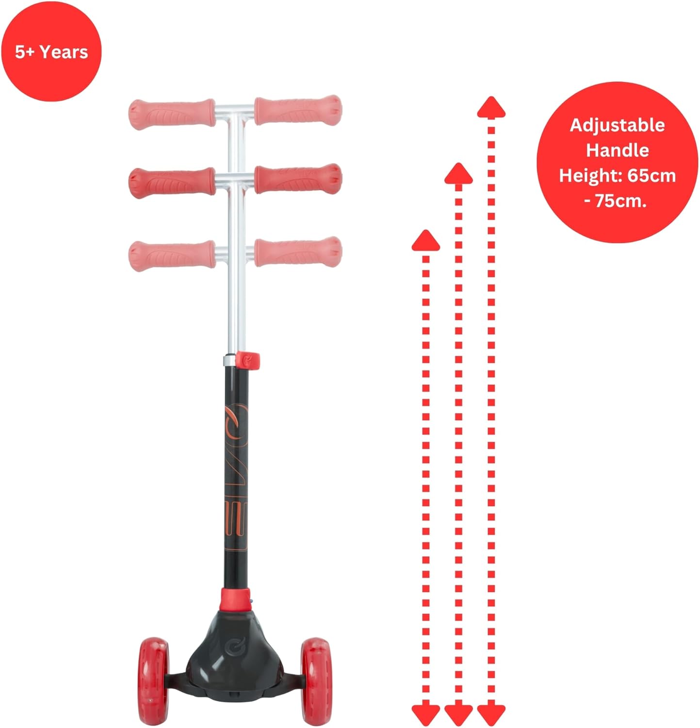 EVO Eclipse Light-Up 3-Wheeled Kids Push Scooter Red