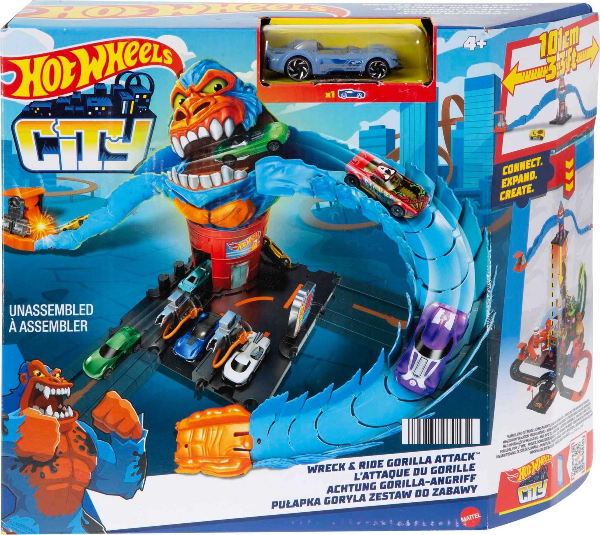 Hot Wheels City Wreck & Ride Gorilla Attack with 1 Car