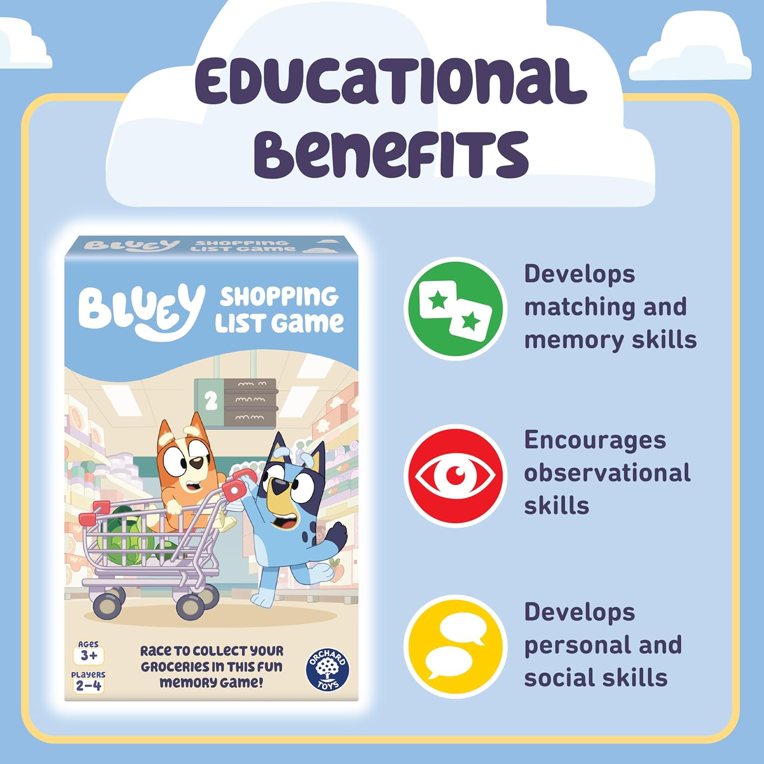 Orchard Toys Official Bluey Shopping List Matching and Memory Game