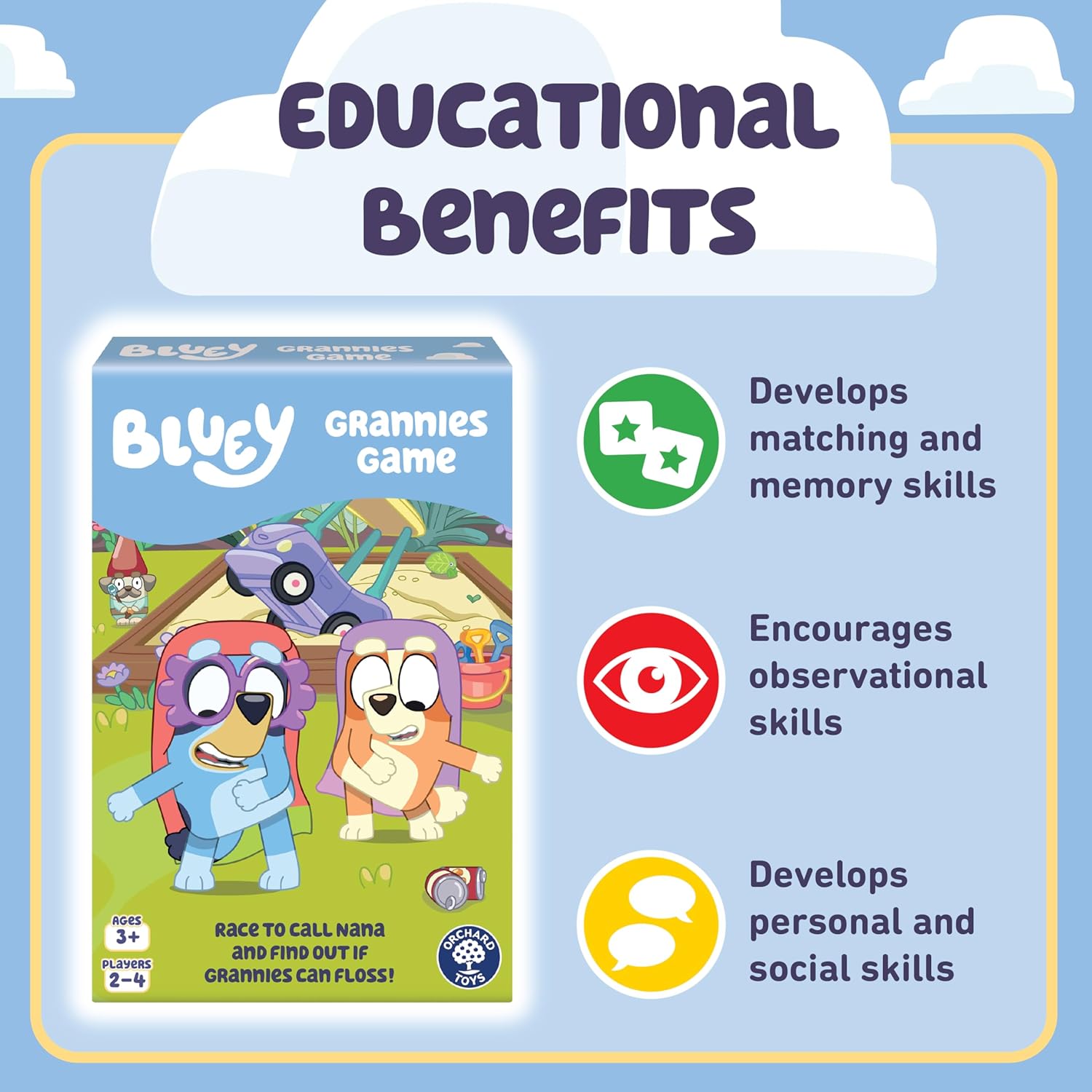 Orchard Toys Official BLUEY GRANNIES Matching and Memory Game