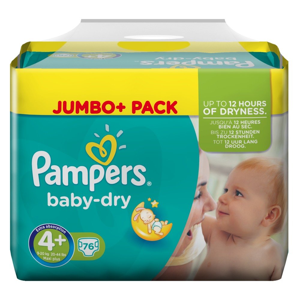 Pampers Baby Dry Nappies Size 4 Plus Jumbo Pack