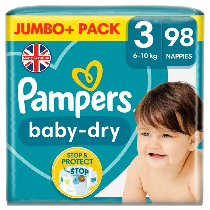 Pampers Baby Dry Size 3 Jumbo 98 Pack