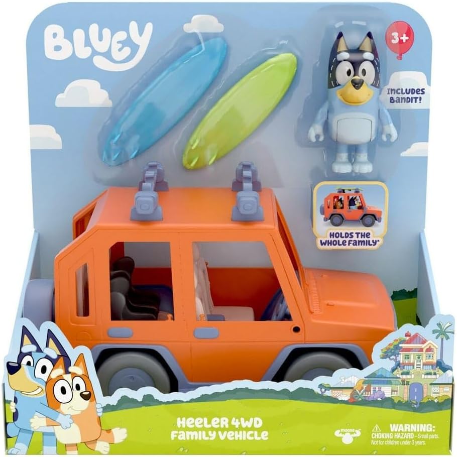Bluey Heeler 4WD Family Vehicle with 1 Figure and 2 Surfboards