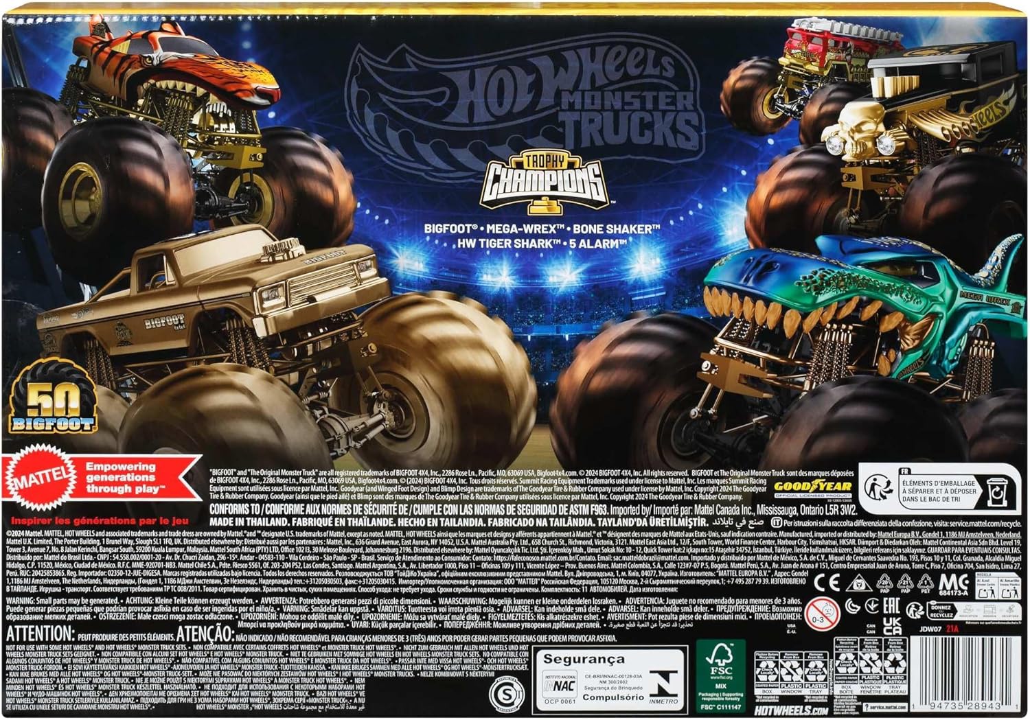 Hot Wheels Monster Trucks Trophy Champions Collection Toy Cars and Trucks