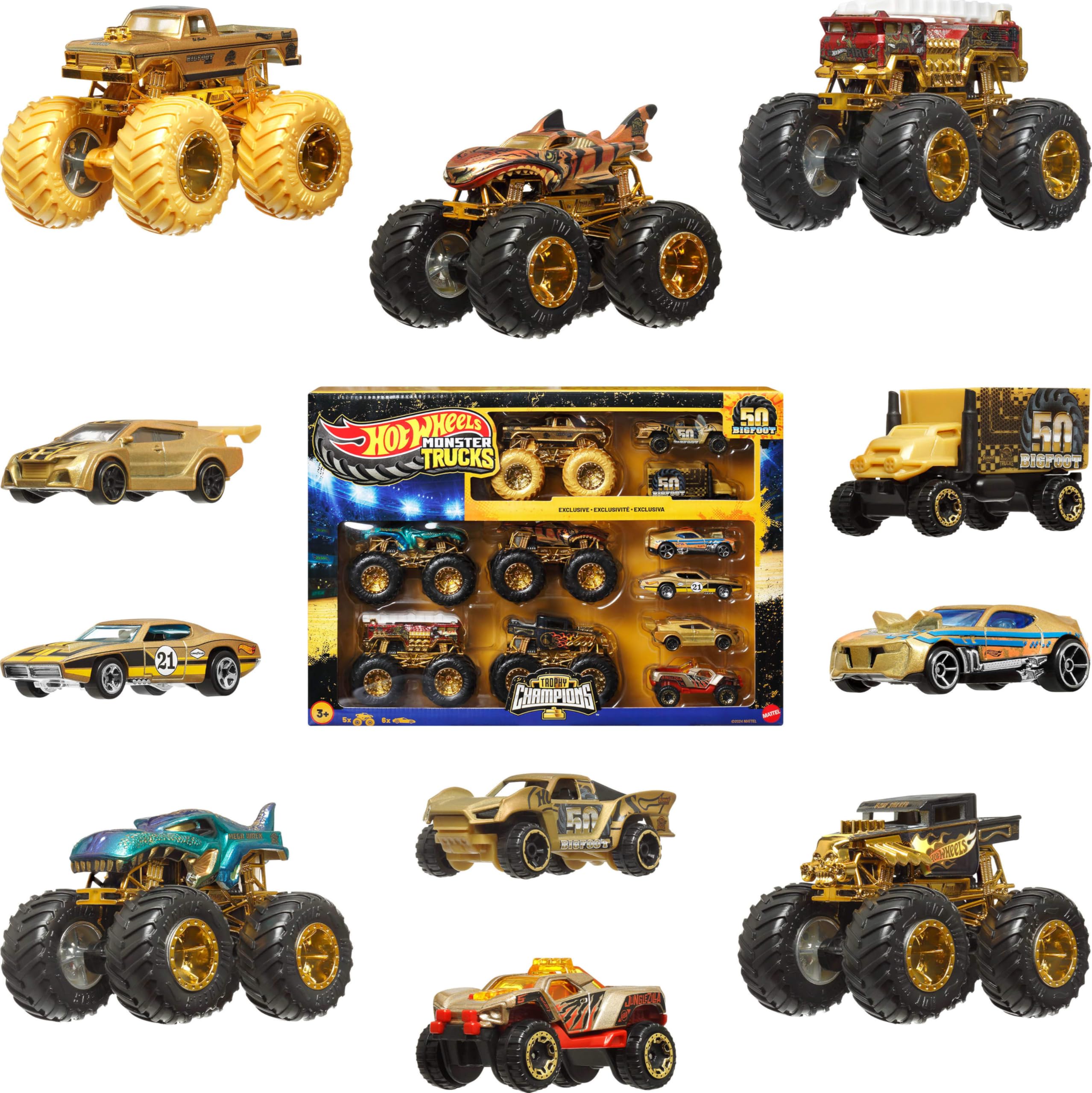 Hot Wheels Monster Trucks Trophy Champions Collection Toy Cars and Trucks