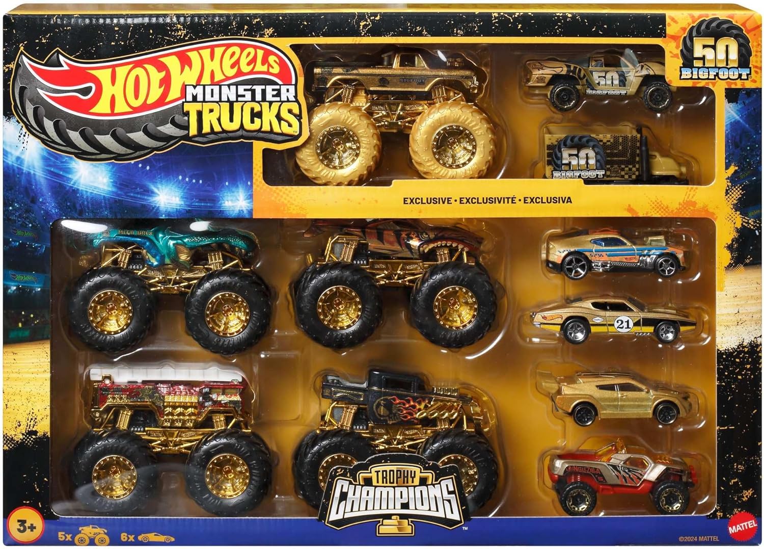 Hot Wheels Monster Trucks Trophy Champions Collection Toy Cars and Trucks