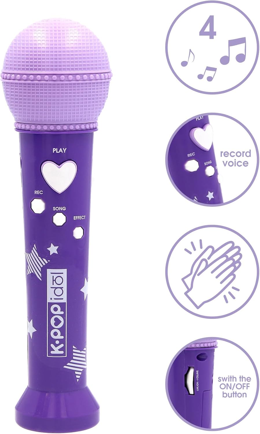 K POP IDOL Musical Toy K-pop Inspired Microphone with Voice Recording and Built-in Sounds