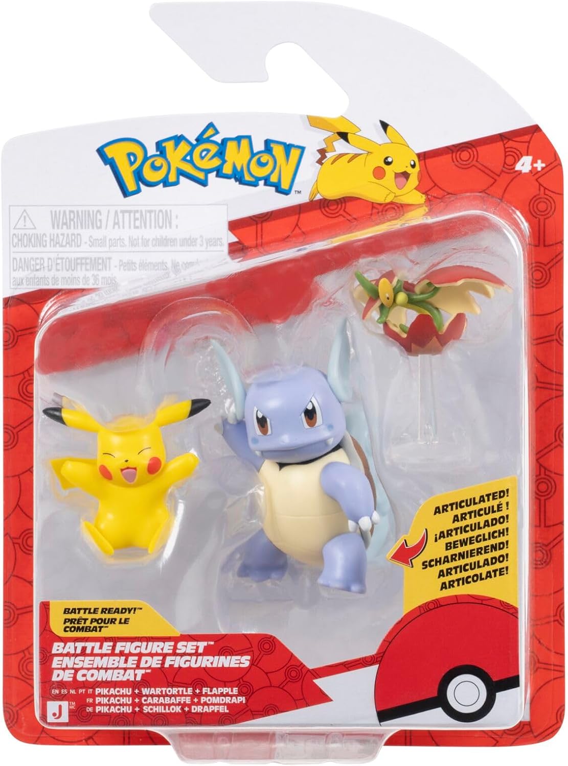 Pok�mon Battle Figure 3 Pack Features 2-Inch Pikachu and Flapple and 3-Inch Wartortle Battle Figures
