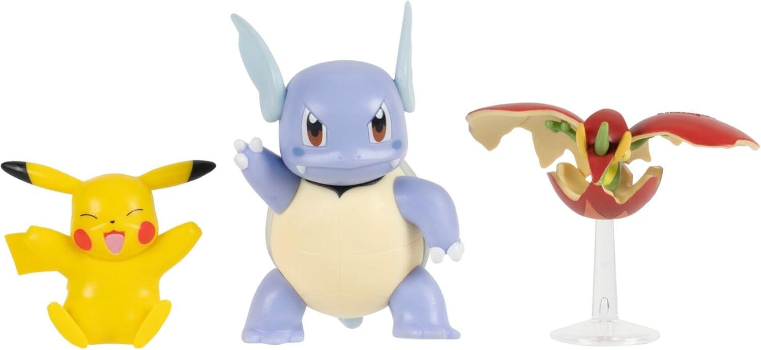 Pok�mon Battle Figure 3 Pack Features 2-Inch Pikachu and Flapple and 3-Inch Wartortle Battle Figures