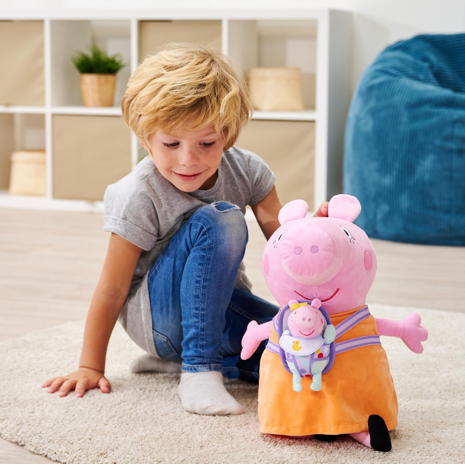 Simba Official Peppa Pig MUMMY PIG & EVIE Soft Plush Toy
