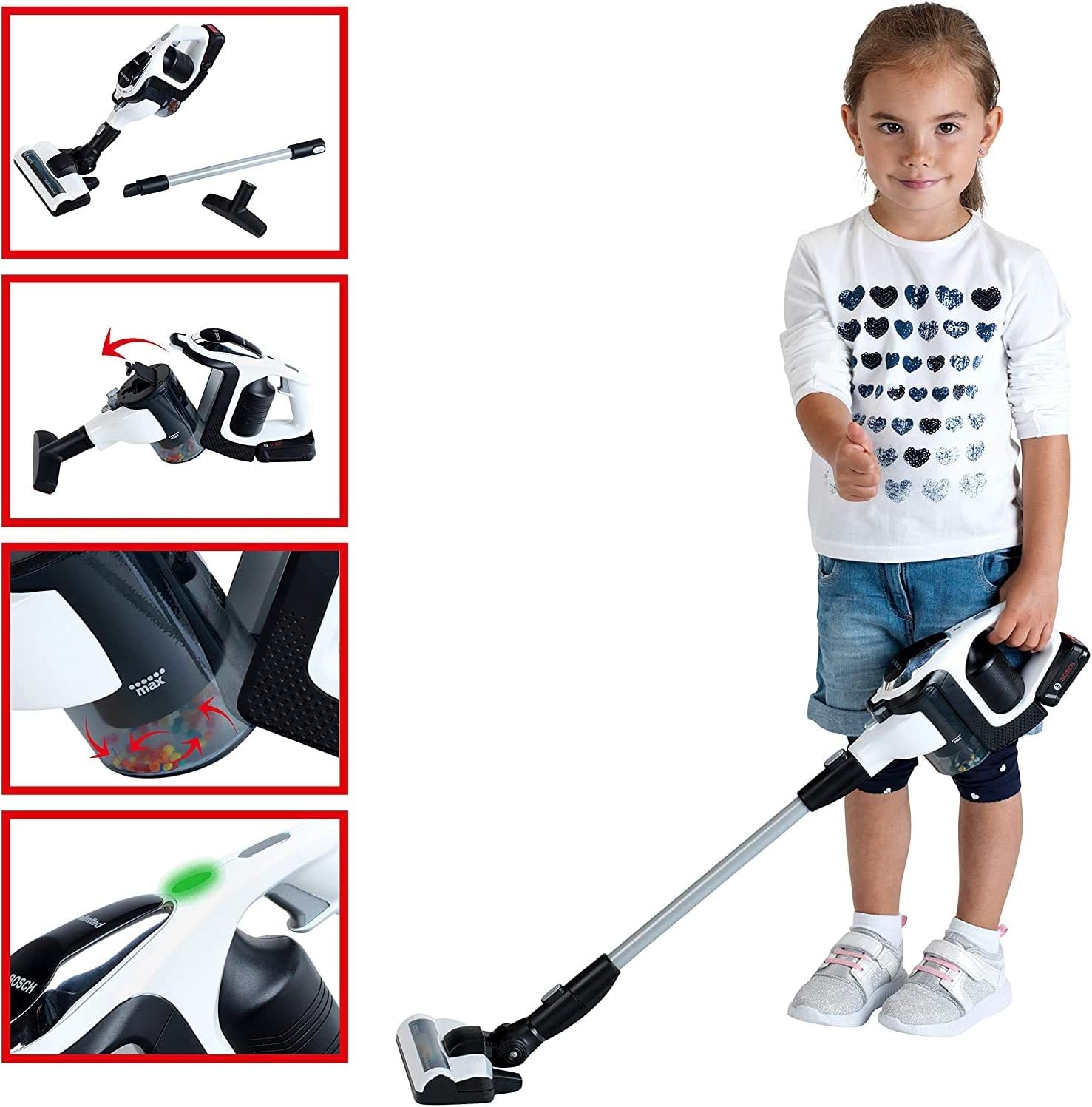 Theo Klein Bosch Unlimited Vacuum Cleaner with Suction and Sound Function Toy for Children